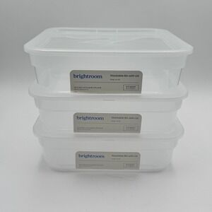 Brightroom Set of 3 Clear Stackable Bins with Snap-On Lids